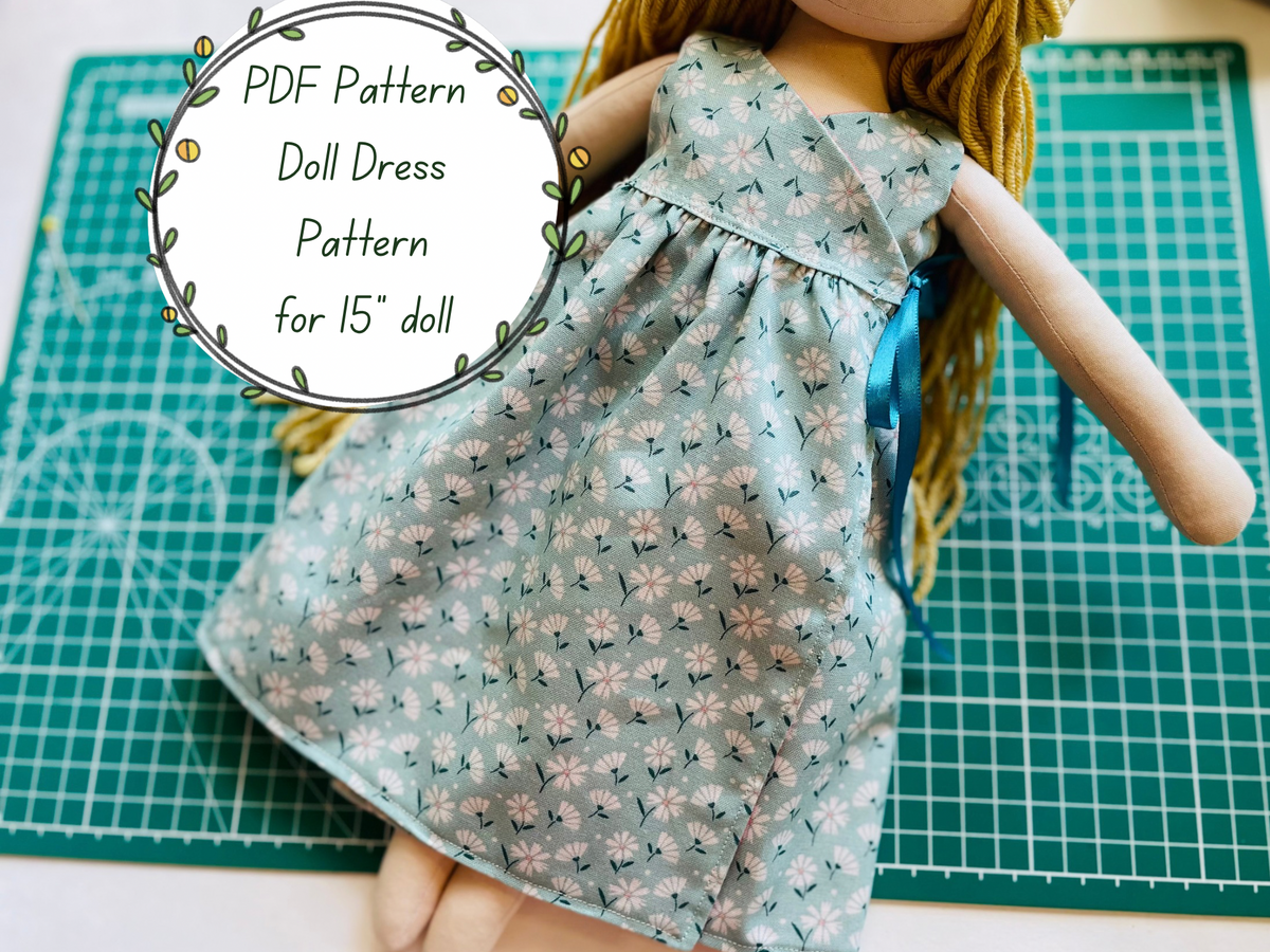PDF Pattern only: Reversible Wrap Dress Pattern for 15” Rosy Doll